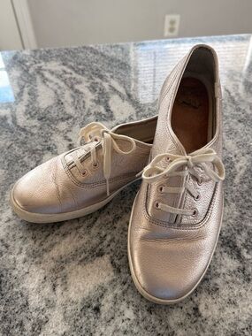 Women’s Metallic Kate Spade for Keds Rose Gold Leather Lace-Up Sneakers